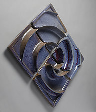 Purple Double Spiral Wall Tile Composition by Sara Baker (Ceramic Wall Sculpture)