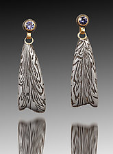 Drop Earrings with Tanzanite by Victoria Moore (Gold, Steel & Stone Earrings)