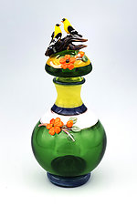 A Pair of Goldfinches by Chris Pantos (Art Glass Perfume Bottle)