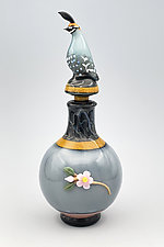 Quail with Marbled Bottle by Chris Pantos (Art Glass Perfume Bottle)