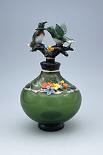 Fanciful Hummingbird Perfumer by Chris Pantos (Art Glass Perfume Bottle)