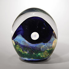 Mountainscape with Full Moon by Robert Burch (Art Glass Paperweight)