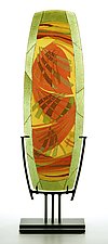 Olive, Orange, Amber Watercolor Panel by Lynn Latimer (Art Glass Sculpture)