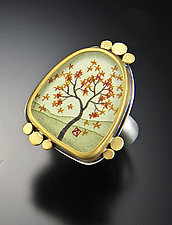 Large Autumn Maple Ring by Ananda Khalsa (Gold & Silver Ring)