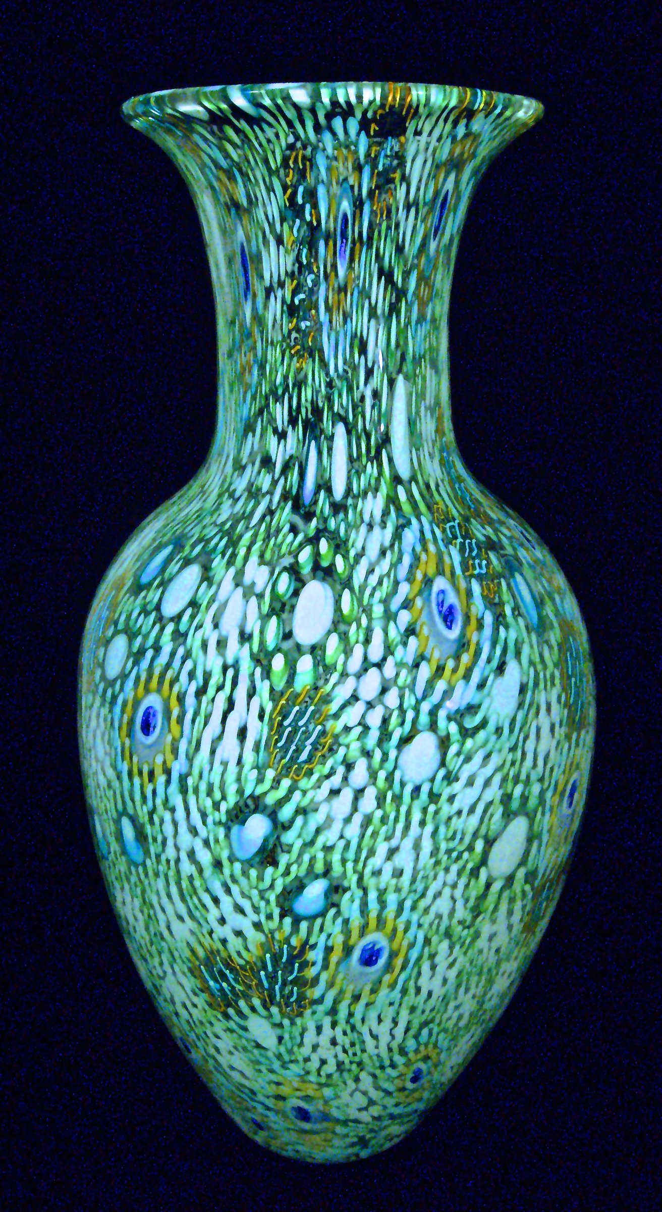 Emerald Peacock Murrini Vase