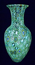 Emerald Peacock Murrini Vase by Michael Egan (Art Glass Vase)