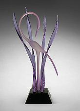Waltzing in the Marsh, Violet Amethyst by Warner Whitfield and Beatriz Kelemen (Art Glass Sculpture)