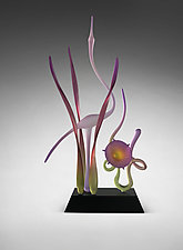 Dancing in the Garden of Glory, Magenta by Warner Whitfield and Beatriz Kelemen (Art Glass Sculpture)