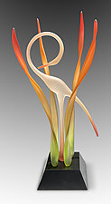 Waltzing in the Marsh, Citrus Tangerine by Warner Whitfield and Beatriz Kelemen (Art Glass Sculpture)