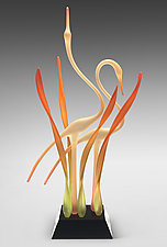 Together II, Tangerine and Coral by Warner Whitfield and Beatriz Kelemen (Art Glass Sculpture)
