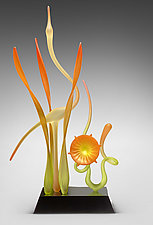 Dancing in the Garden Of Glory, Tangerine by Warner Whitfield and Beatriz Kelemen (Art Glass Sculpture)