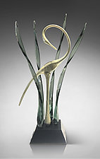 Waltzing in the Marsh, Mystic Silver by Warner Whitfield and Beatriz Kelemen (Art Glass Sculpture)