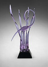 Waltzing in the Marsh, Violet by Warner Whitfield and Beatriz Kelemen (Art Glass Sculpture)