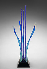 Dancing Waters, Caribbean Blue by Warner Whitfield and Beatriz Kelemen (Art Glass Sculpture)