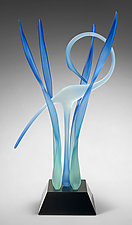 Waltzing in the Marsh, Mystic Aqua by Warner Whitfield and Beatriz Kelemen (Art Glass Sculpture)