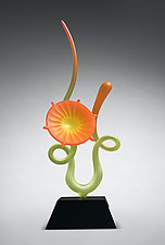Flower In Bloom, Citrus by Warner Whitfield and Beatriz Kelemen (Art Glass Sculpture)
