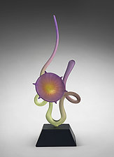 Flower in Bloom, Deep Purple by Warner Whitfield and Beatriz Kelemen (Art Glass Sculpture)