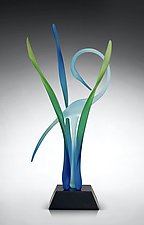 Serenity in the Marsh, Turquoise by Warner Whitfield and Beatriz Kelemen (Art Glass Sculpture)
