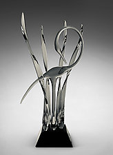 Waltzing in the Marsh, Mystic Gray by Warner Whitfield and Beatriz Kelemen (Art Glass Sculpture)