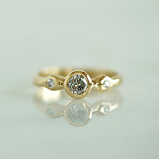Snake Solitaire Ring in Gold by Ana Cavalheiro (Gold & Stone Ring)
