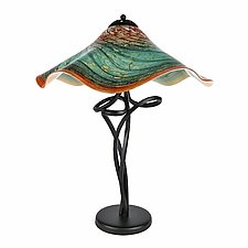 Woodlands Fluted Spiral Lamp by Joel and Candace Bless (Art Glass Table Lamp)