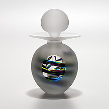 Frosted Helix Egg Perfume Bottle by Michael Trimpol and Monique LaJeunesse (Art Glass Perfume Bottle)
