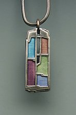 Crevasse Pendant No. 203 by Carly Wright (Silver & Enamel Necklace)