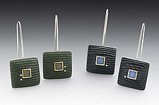 Carved Square Earring by Eileen Sutton (Silver & Resin Earrings)