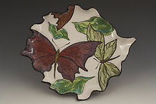 Plate with Red-Purple Butterfly by Farraday Newsome (Ceramic Plate)