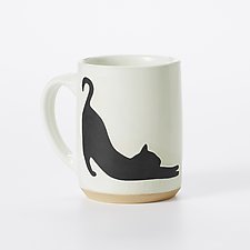 Cat Stretch Mug by Cathy Broski (Ceramic Mug)