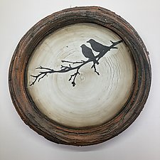 Couple Bird's Nest Plate by Cathy Broski (Ceramic Sculpture)