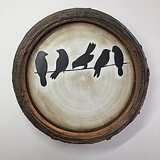Five on Wire Bird's Nest Plate by Cathy Broski (Ceramic Sculpture)
