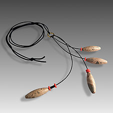 Sandy Jasper Lariat with Leather by Victoria Varga (Stone Necklace)