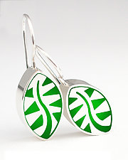 Elliptical Leaf Earrings by Victoria Varga (Silver & Resin Earrings)