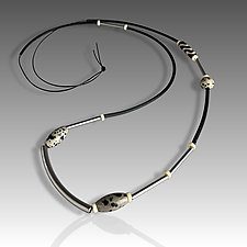 Long Stone and Stainless Steel Necklace by Victoria Varga (Steel & Stone Necklace)
