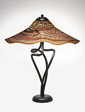 Paprika Fluted Spiral Lamp by Joel and Candace Bless (Art Glass Table Lamp)