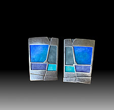 Canyon Wall Earrings No. 501 by Carly Wright (Silver & Enamel Earrings)