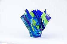 Blue and Green Vessel by Varda Avnisan (Art Glass Vessel)
