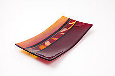 Red and Amber Platter by Varda Avnisan (Art Glass Platter)