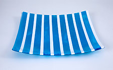 Blue Striped Platter by Varda Avnisan (Art Glass Platter)