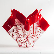 Geometry in Red Sculpture by Varda Avnisan (Art Glass Sculpture)