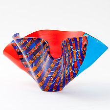 Blue and Orange Art Glass Sculpture by Varda Avnisan (Art Glass Sculpture)