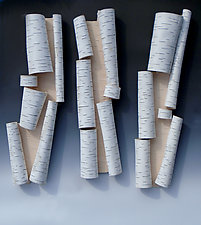 Blushing Birch Trio by Lenore Lampi (Ceramic Wall Sculpture)