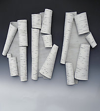 Scrolls in White Trio II by Lenore Lampi (Ceramic Wall Sculpture)