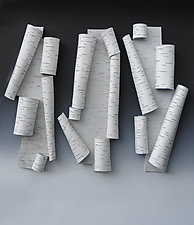Scroll in White Trio by Lenore Lampi (Ceramic Sculpture)