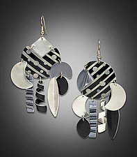 Striped & Dots Dangle Earrings by Sylvi Harwin (Aluminum Earrings)