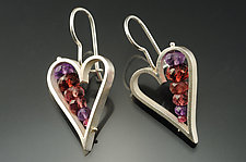 Heart Earrings in Red by Ashka Dymel (Silver & Stone Earrings)