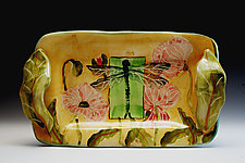 Poppy and Dragonfly Small Tray by Peggy Crago (Ceramic Tray)