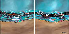 Waves and Wet Sand Diptych by Nancy Eckels (Acrylic Painting)