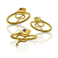 Serpents Ring with Jeweled Eyes by Nancy Troske (Gold & Stone Ring)